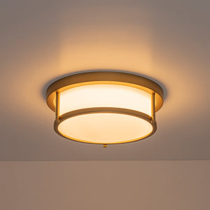 Brass Dimmable LED Round Frosted Glass Drum Ceiling Light