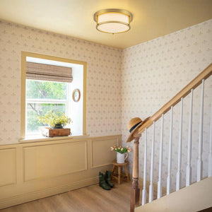 Brass Dimmable LED Round Frosted Glass Drum Ceiling Light