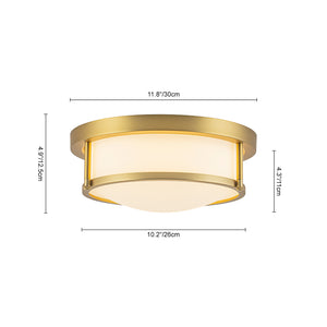 Brass Dimmable LED Round Frosted Glass Drum Ceiling Light