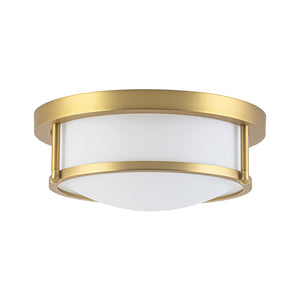 Brass Dimmable LED Round Frosted Glass Drum Ceiling Light