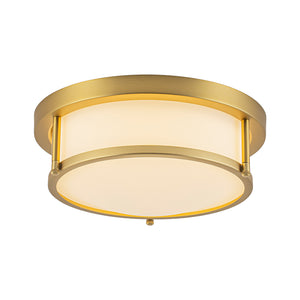 Brass Dimmable LED Round Frosted Glass Drum Ceiling Light