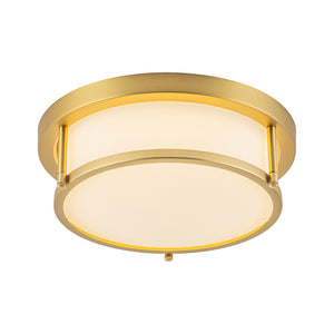 Brass Dimmable LED Round Frosted Glass Drum Ceiling Light