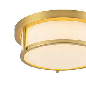 Brass Dimmable LED Round Frosted Glass Drum Ceiling Light