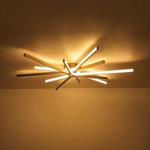 Brass Dimmable LED Round Sunburst Strip Semi Flush Mount