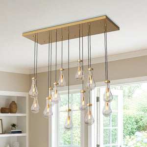 Glam Cluster 13-Light Teardrop Glass Linear Island Pendant
