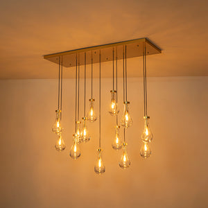 Glam Cluster 13-Light Teardrop Glass Linear Island Pendant