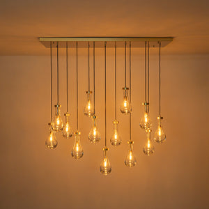 Glam Cluster 13-Light Teardrop Glass Linear Island Pendant