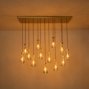 Glam Cluster 13-Light Teardrop Glass Linear Island Pendant
