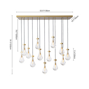 Glam Cluster 13-Light Teardrop Glass Linear Island Pendant