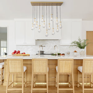 Glam Cluster 13-Light Teardrop Glass Linear Island Pendant