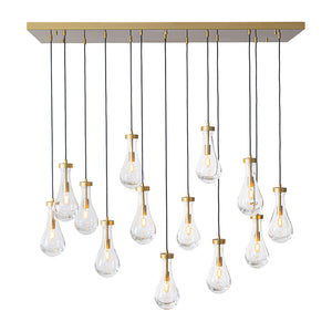 Glam Cluster 13-Light Teardrop Glass Linear Island Pendant