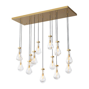 Glam Cluster 13-Light Teardrop Glass Linear Island Pendant