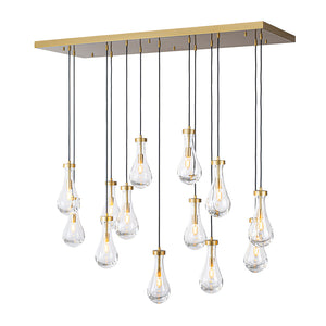 Glam Cluster 13-Light Teardrop Glass Linear Island Pendant