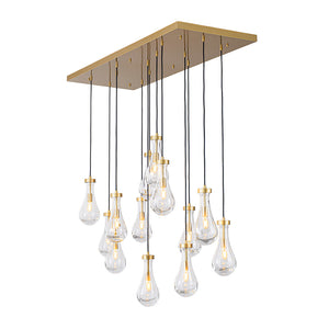 Glam Cluster 13-Light Teardrop Glass Linear Island Pendant