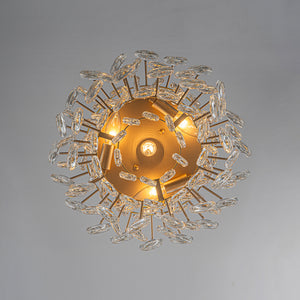 Glam Luxe Round Tiered Crystal Teardrop Semi Flush Mount