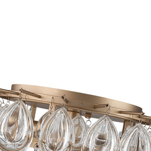 Glam Luxe Round Tiered Crystal Teardrop Semi Flush Mount