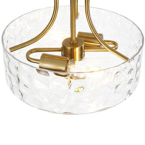 Round Drum Hammered Glass Semi Flush Mount