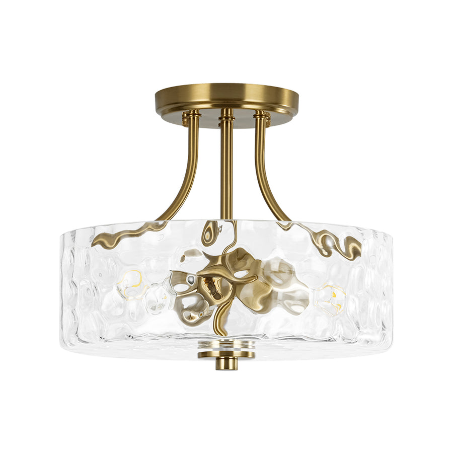 Round Drum Hammered Glass Semi Flush Mount