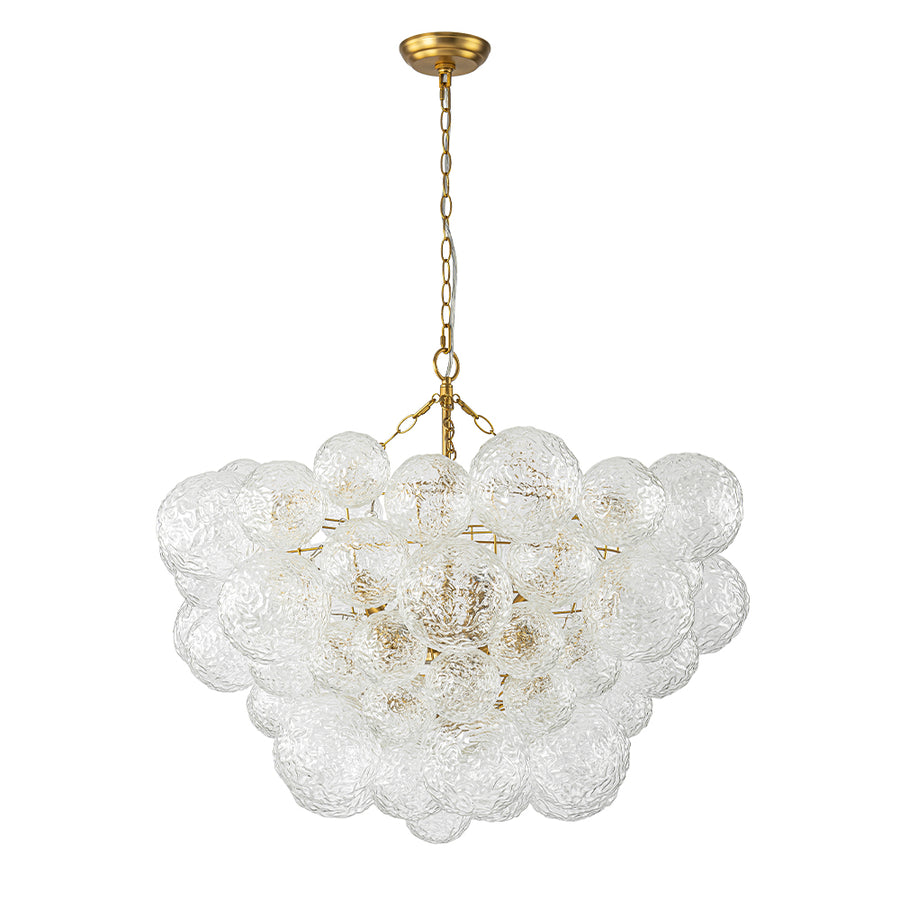 Brass Luxe Cluster Rippled Glass Globe Bubble Chandelier