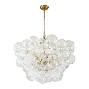 Brass Luxe Cluster Rippled Glass Globe Bubble Chandelier