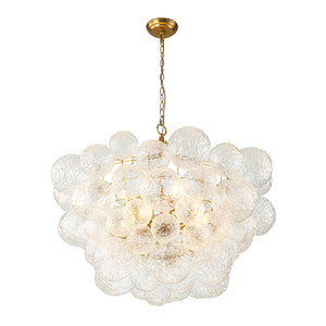 Brass Luxe Cluster Rippled Glass Globe Bubble Chandelier