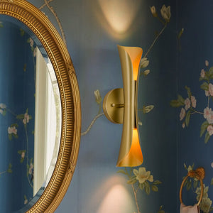 Brass Metal Curved Up and Down Dimmable LED Wall Sconce