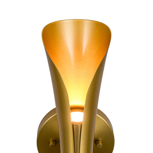 Brass Metal Curved Up and Down Dimmable LED Wall Sconce
