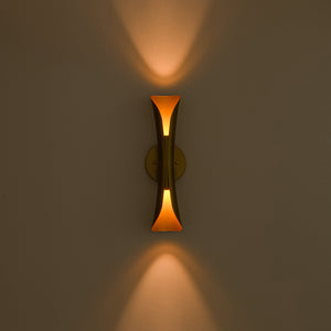 Brass Metal Curved Up and Down Dimmable LED Wall Sconce