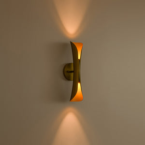 Brass Metal Curved Up and Down Dimmable LED Wall Sconce