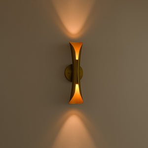 Brass Metal Curved Up and Down Dimmable LED Wall Sconce