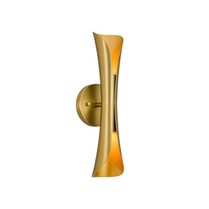 Brass Metal Curved Up and Down Dimmable LED Wall Sconce