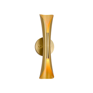 Brass Metal Curved Up and Down Dimmable LED Wall Sconce