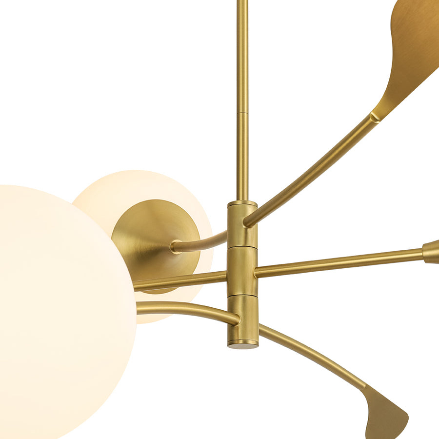 Wind-Vane Tiered 3-Light Opal Glass Globe Sputnik Chandelier