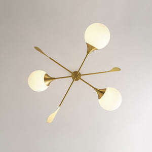 Wind-Vane Tiered 3-Light Opal Glass Globe Sputnik Chandelier