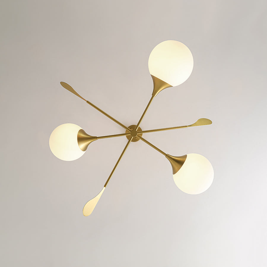 Wind-Vane Tiered 3-Light Opal Glass Globe Sputnik Chandelier