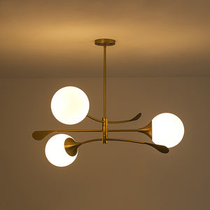 Wind-Vane Tiered 3-Light Opal Glass Globe Sputnik Chandelier