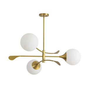 Wind-Vane Tiered 3-Light Opal Glass Globe Sputnik Chandelier