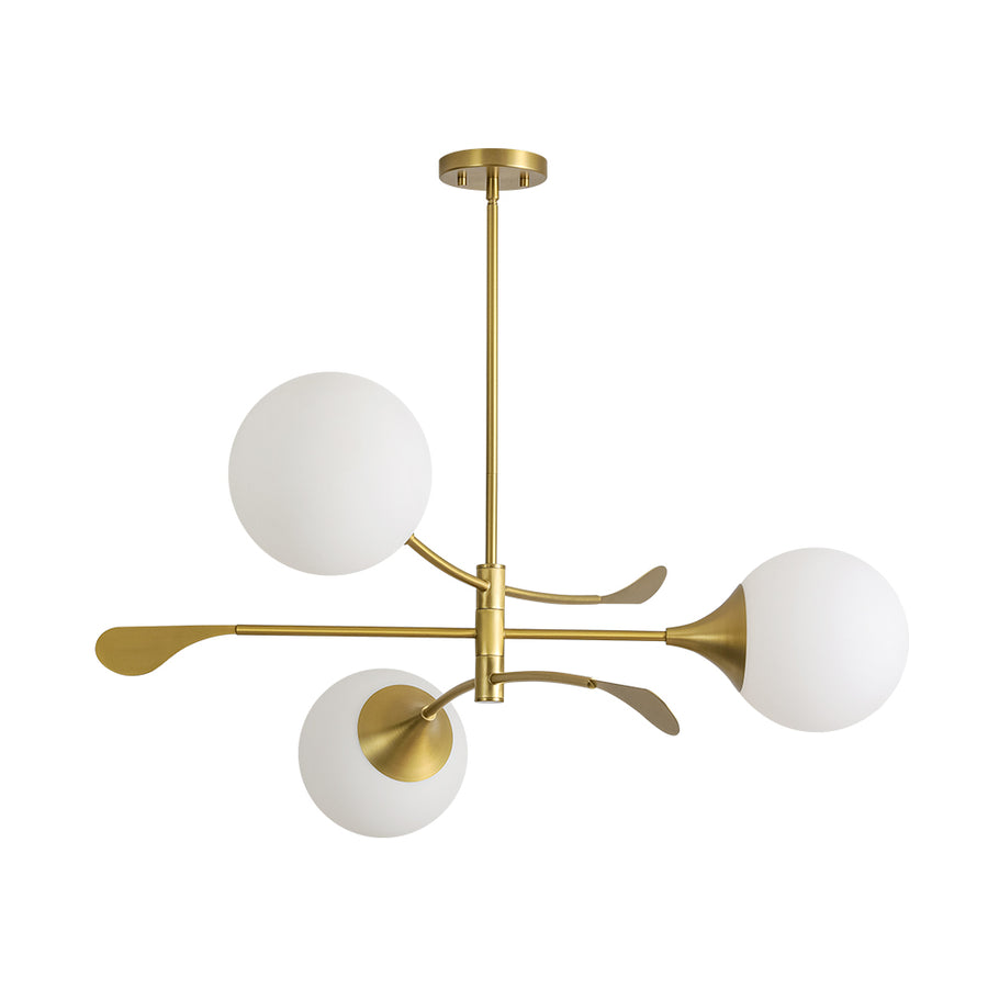 Wind-Vane Tiered 3-Light Opal Glass Globe Sputnik Chandelier