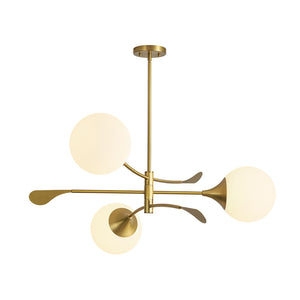 Wind-Vane Tiered 3-Light Opal Glass Globe Sputnik Chandelier