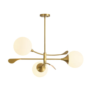 Wind-Vane Tiered 3-Light Opal Glass Globe Sputnik Chandelier