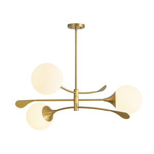 Wind-Vane Tiered 3-Light Opal Glass Globe Sputnik Chandelier