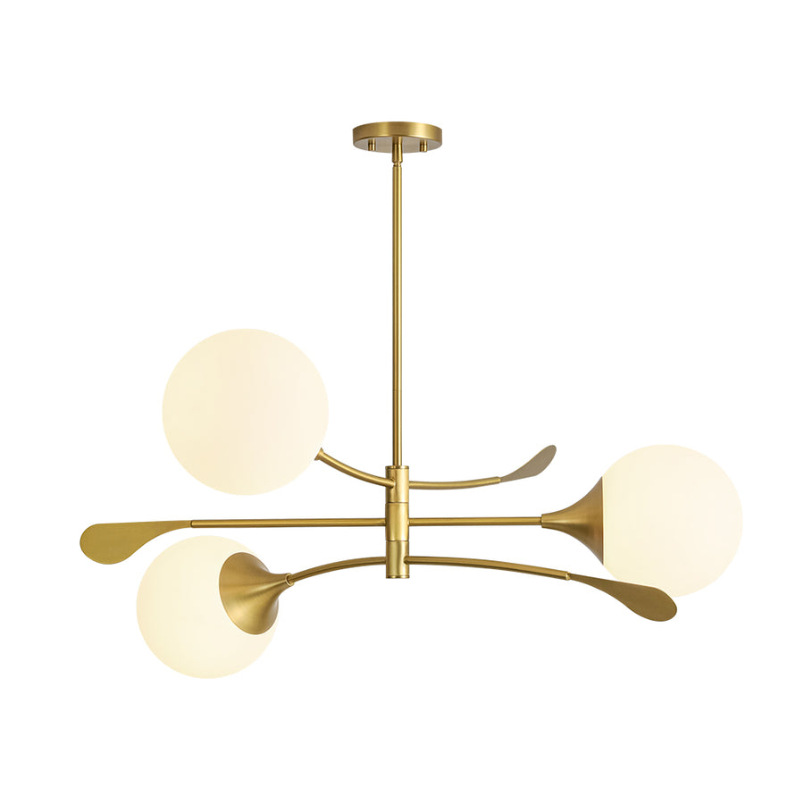 Wind-Vane Tiered 3-Light Opal Glass Globe Sputnik Chandelier