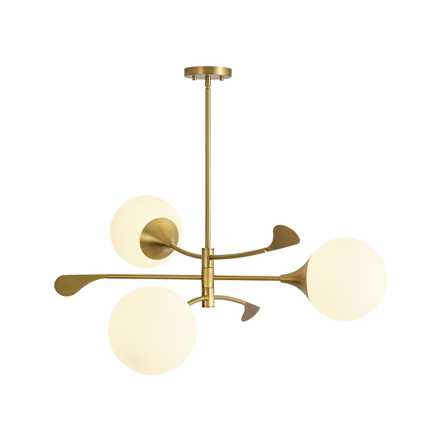 Wind-Vane Tiered 3-Light Opal Glass Globe Sputnik Chandelier