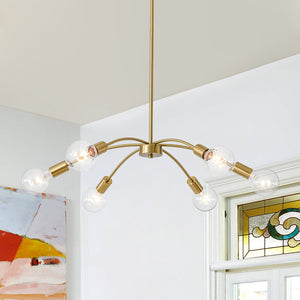 Minimalist 6-Light Metal Round Sputnik Swoop Chandelier