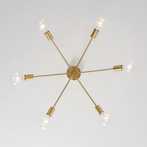 Minimalist 6-Light Metal Round Sputnik Swoop Chandelier