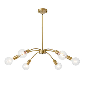 Minimalist 6-Light Metal Round Sputnik Swoop Chandelier