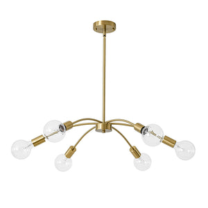 Minimalist 6-Light Metal Round Sputnik Swoop Chandelier