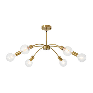 Minimalist 6-Light Metal Round Sputnik Swoop Chandelier