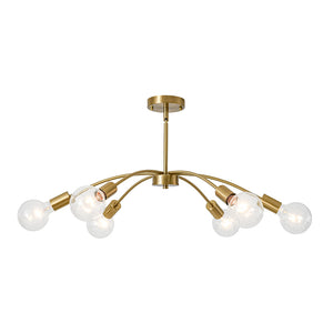 Minimalist 6-Light Metal Round Sputnik Swoop Chandelier