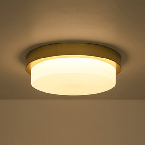 Brass Minimalist Round Opal Glass Dimmable LED Ceiling Light